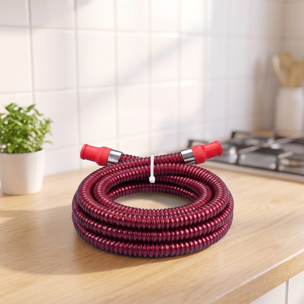 Selang Baja Inchristo Merah Burgundy 5 meter, digulung
